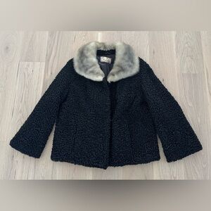 Vintage 1950’s B Blakely’s Curly Lambswool Jacket with Mink Fur - Sz Large (12)